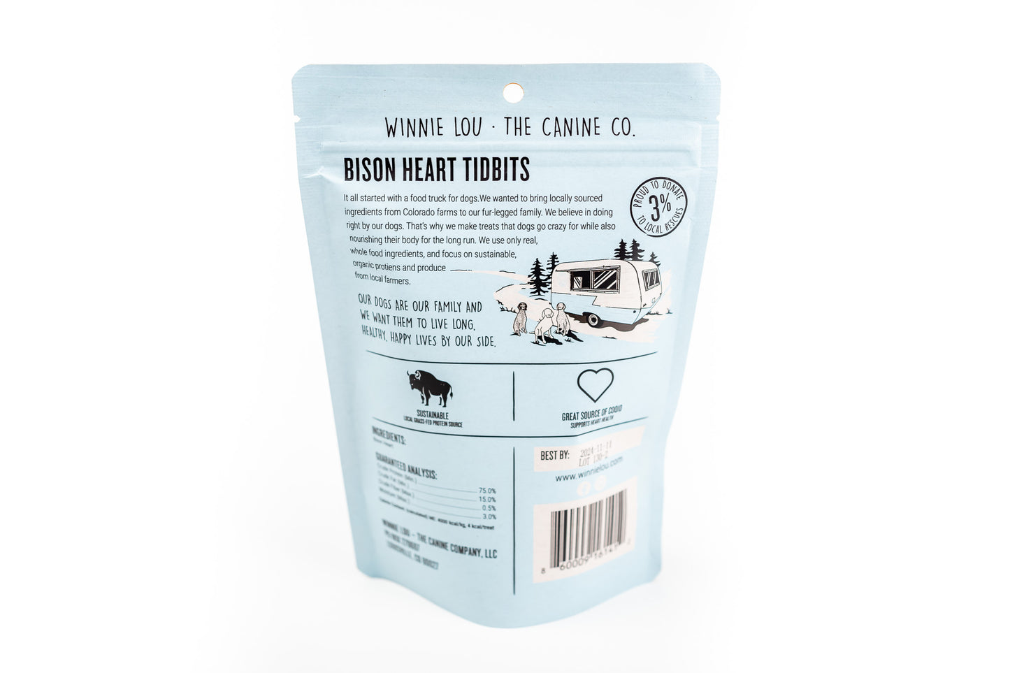 Winnie Lou - Training Treats- Bison Heart Bits | 2oz