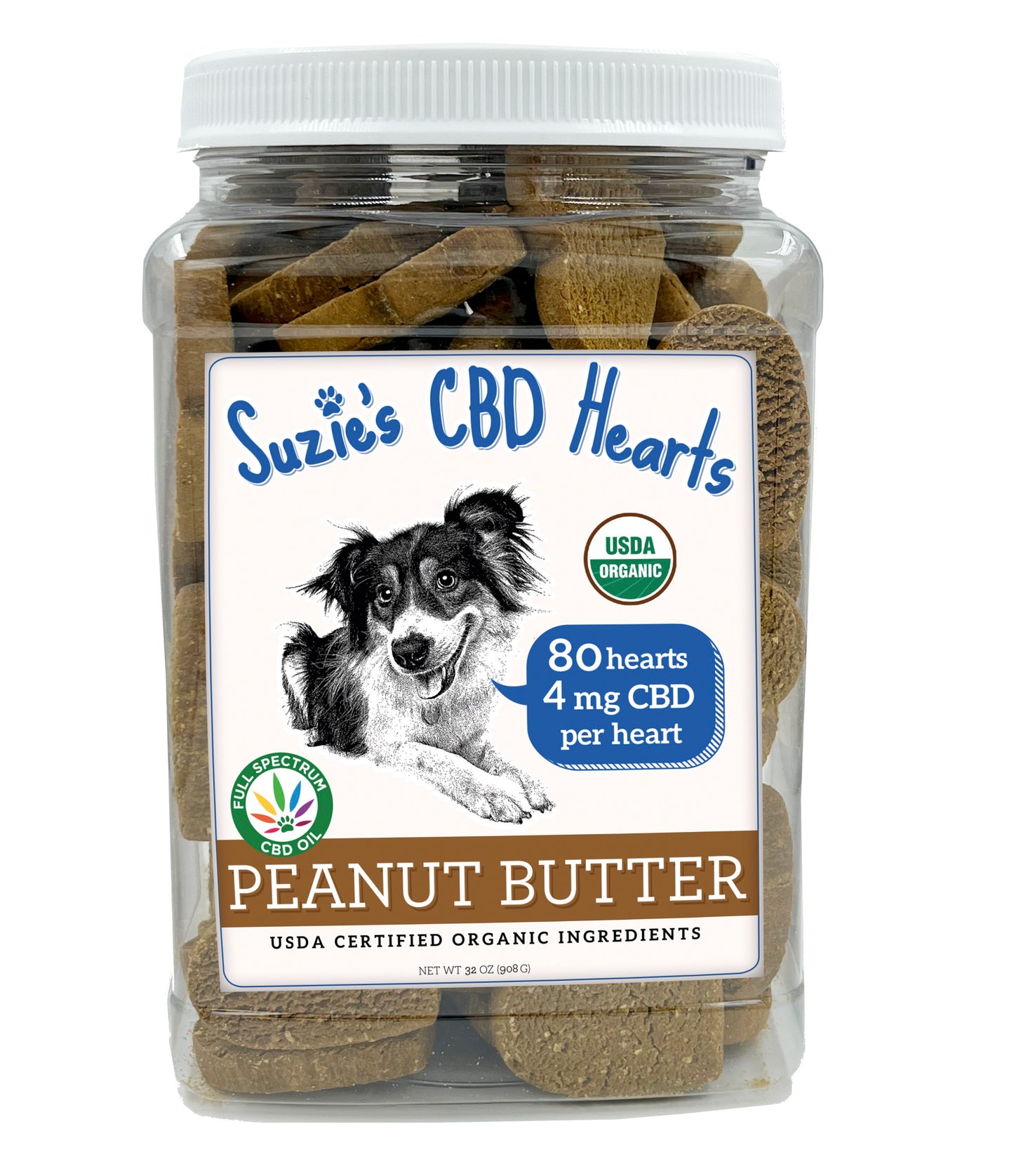 Suzie's CBD Hearts - Bulk Jar - Peanut Butter Flavor 4mg (80ct)
