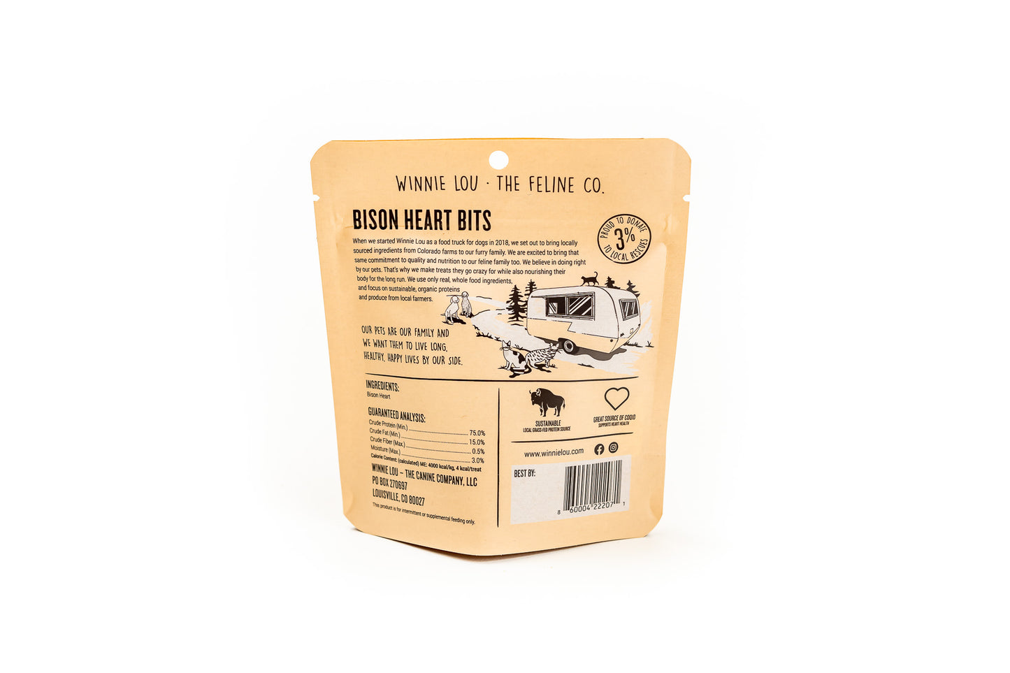 Winnie Lou - Cat Treats - Bison Heart Bits | 1oz