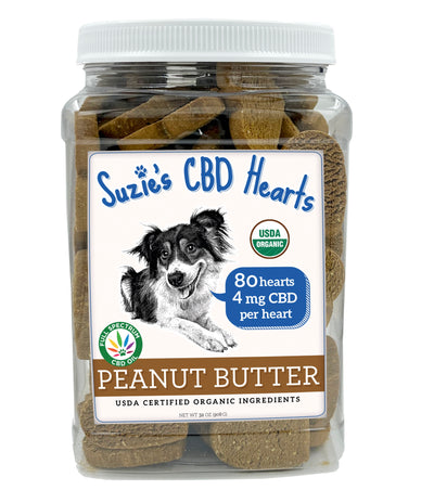 Suzie's CBD Hearts - Bulk Jar - Peanut Butter Flavor 4mg (80ct)