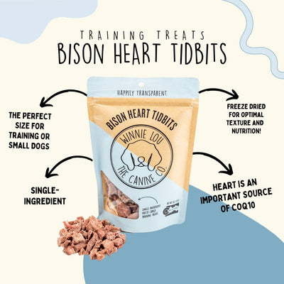 Winnie Lou - Training Treats- Bison Heart Bits | 2oz